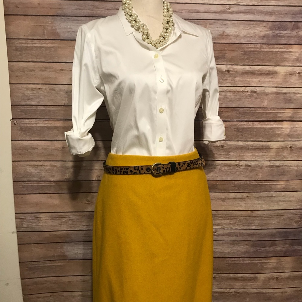 J. Crew mustard yellow wool skirt 12